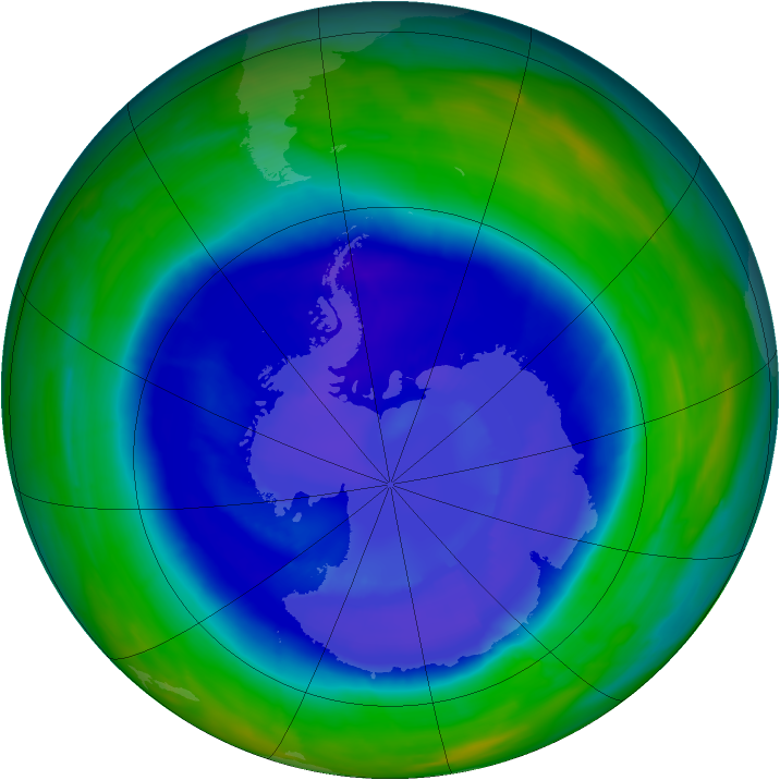 Antarctic ozone map for 11 September 2008